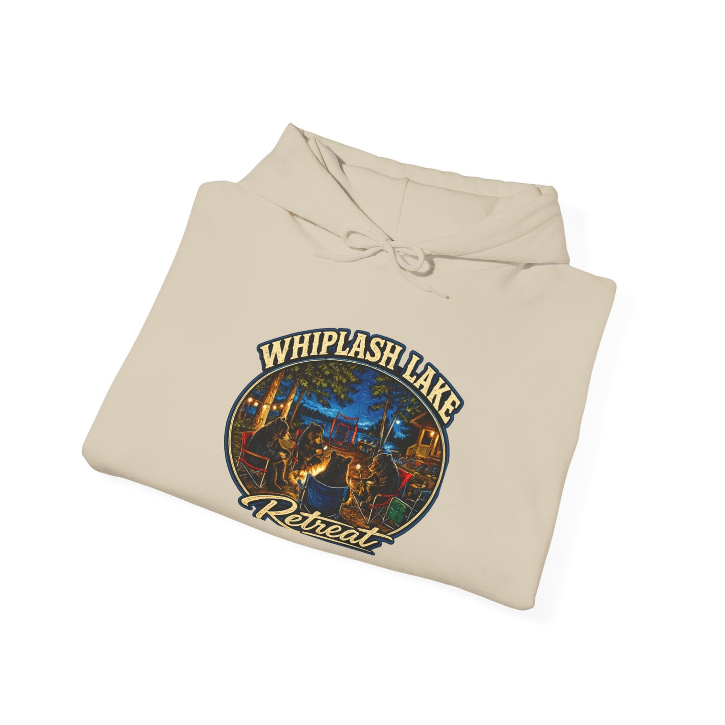 Whiplash Lake Retreat Hoodie — Vintage Cabin Lake Camp Pullover