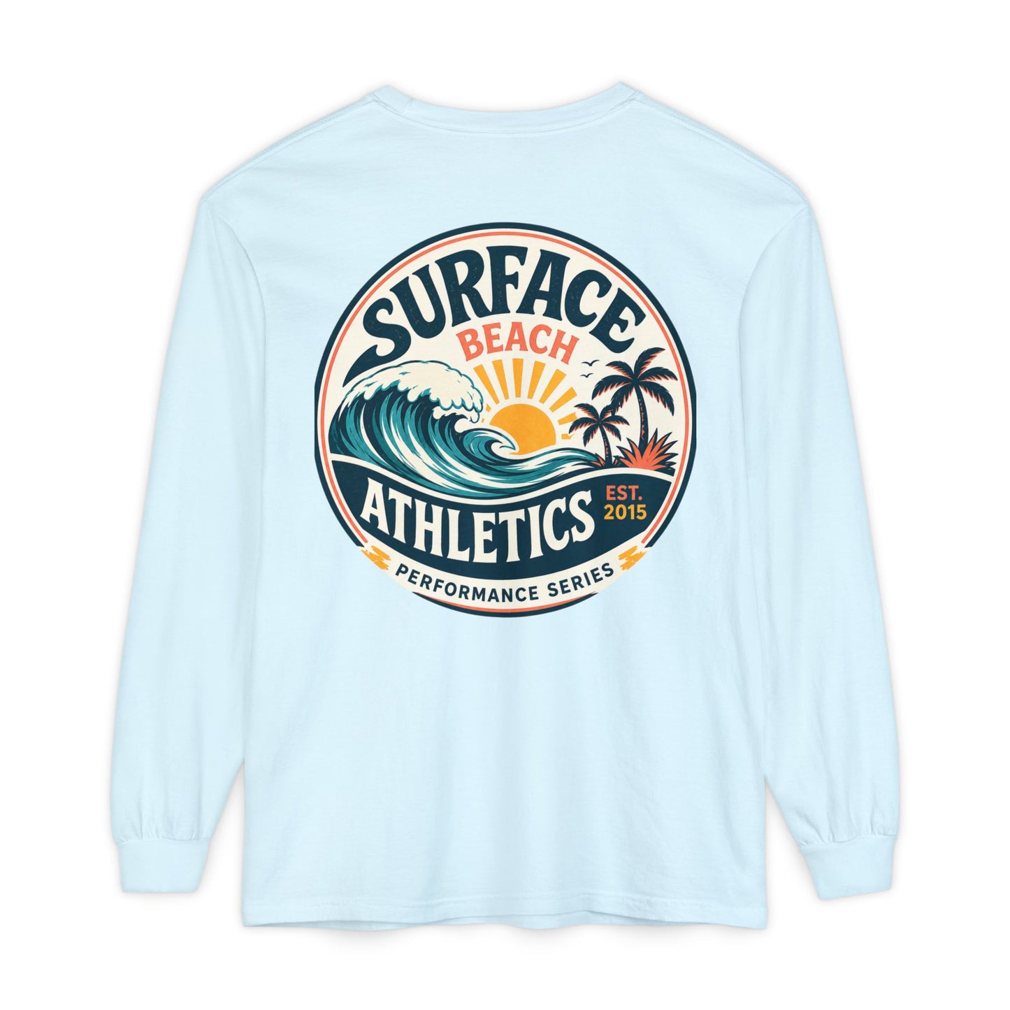Surface Beach Athletics Long Sleeve Tee — Surf Waves Sunset Graphic