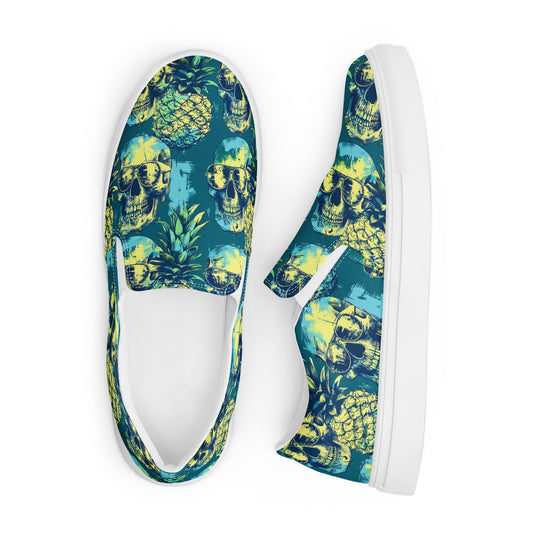 Pineapple Skulls Men’s slip-on canvas shoes