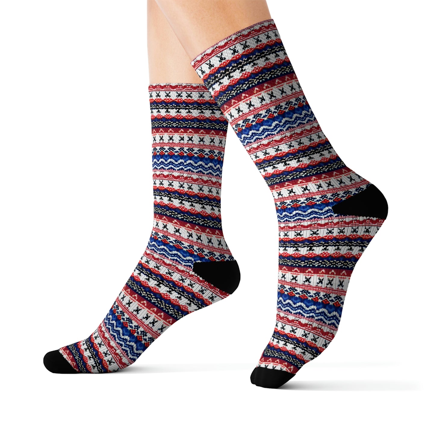 Chalet Collection Striped Breatheable Moisture Wicking Performance Printed Fashion Sublimation Socks