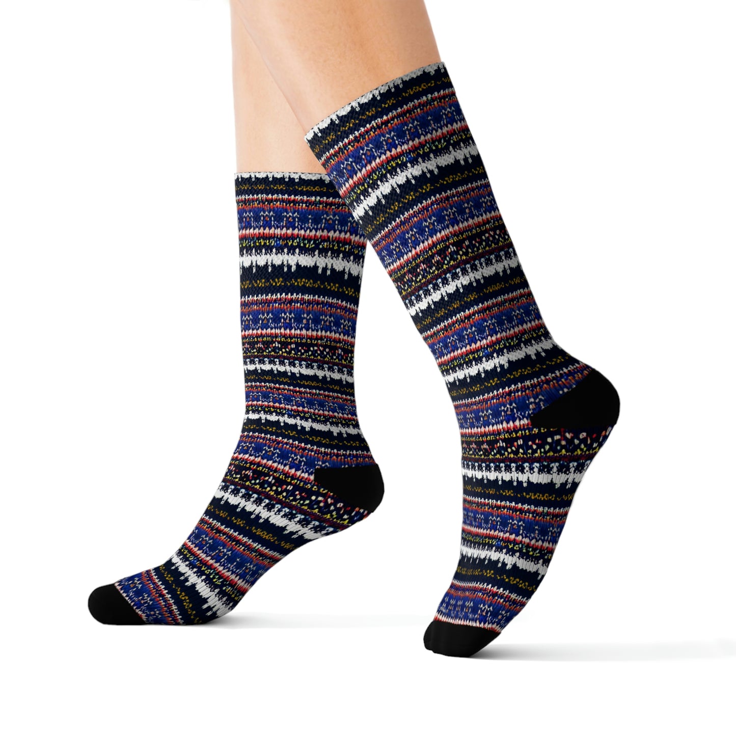 Chalet Collection Striped Breatheable Moisture Wicking Performance Printed Fashion Sublimation Socks