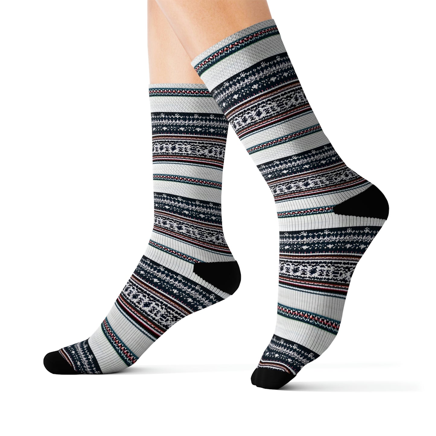 Chalet Collection Striped Breatheable Moisture Wicking Performance Printed Fashion Sublimation Socks