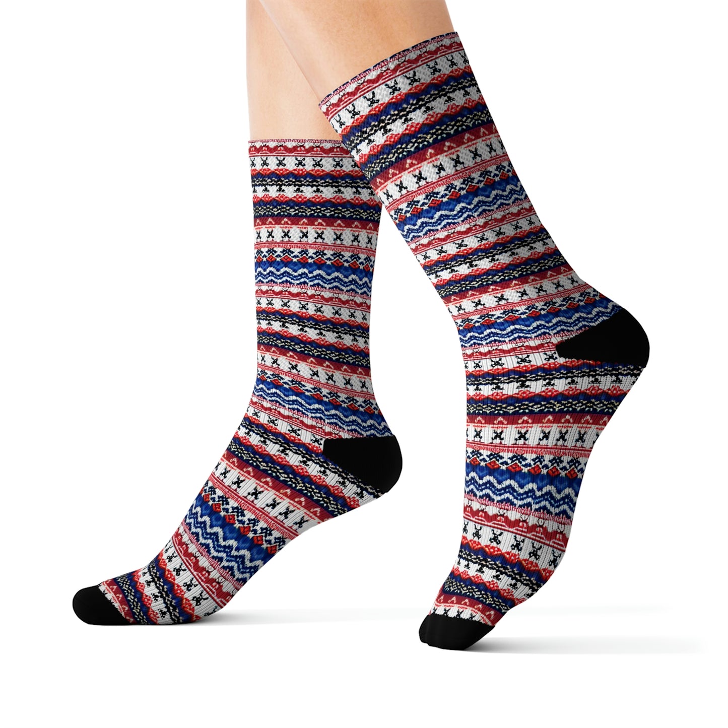 Chalet Collection Striped Breatheable Moisture Wicking Performance Printed Fashion Sublimation Socks