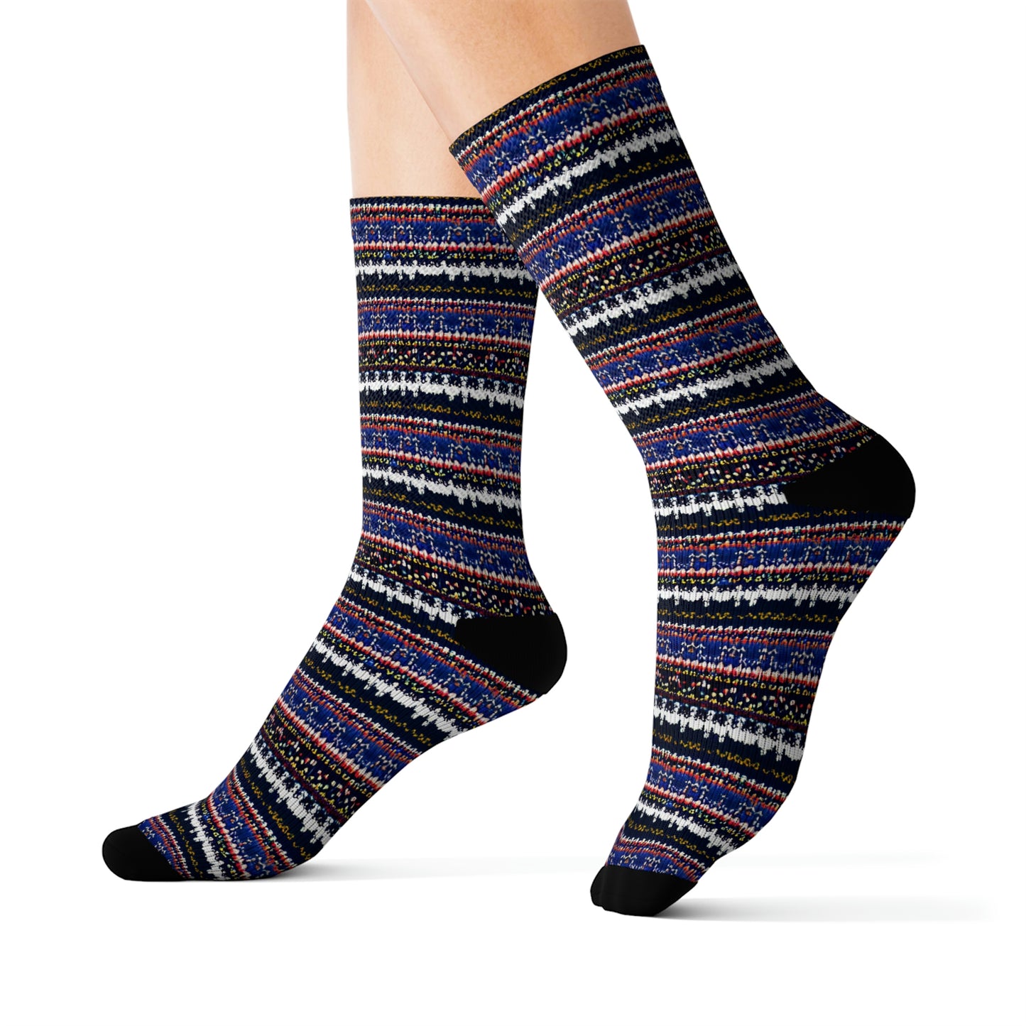 Chalet Collection Striped Breatheable Moisture Wicking Performance Printed Fashion Sublimation Socks